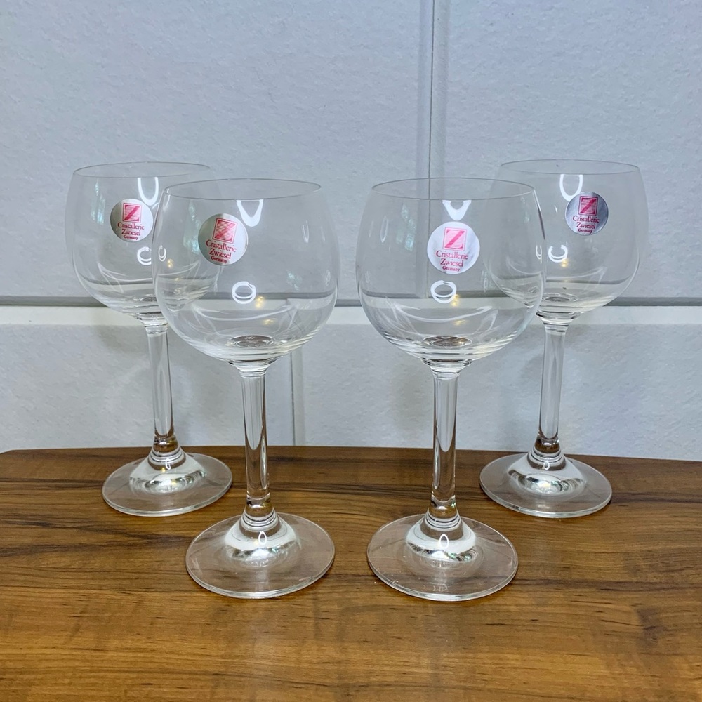 Vintage Crystal Riesling Stemware Wine Glasses German Fancy Drinkware VTG